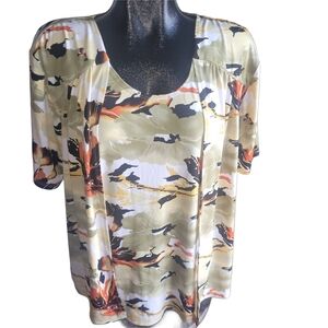Claire France Floral Print Short Sleeve Top XL